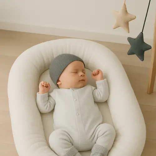 Baby in veilig babynestje
